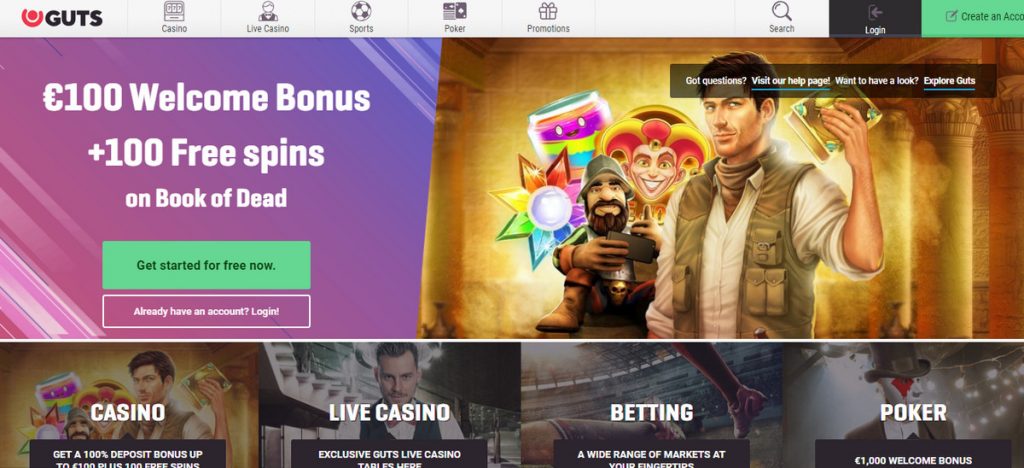 Site oficial do Guts Casino