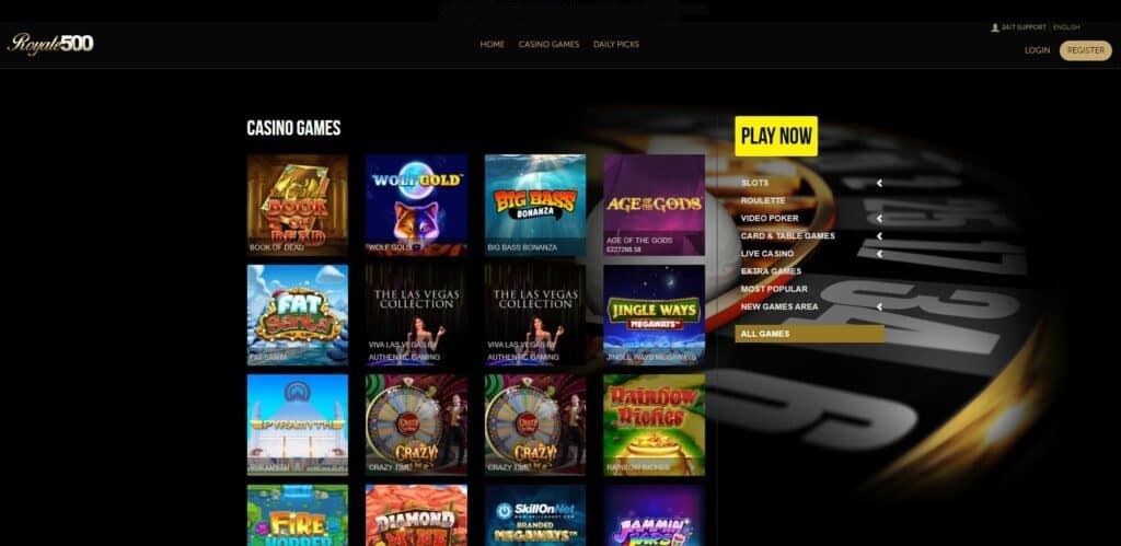 Vorschau der Royale-500-Casino-Website