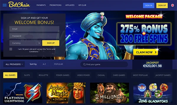 Guia de registro no Betchain Casino