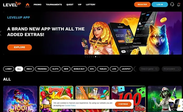 LevelUp Casino Menü
